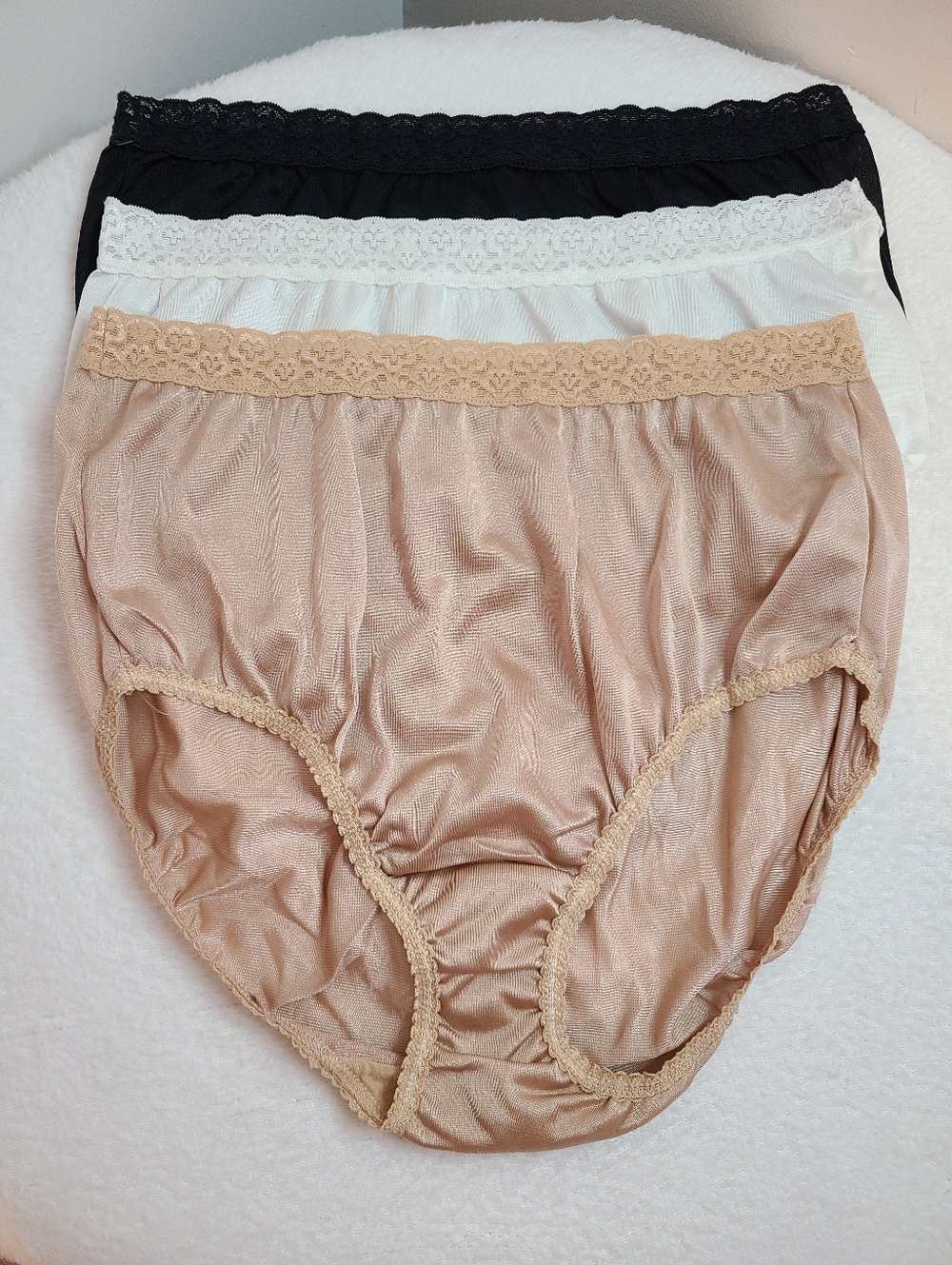 VTG Fruit Of The Loom 3pk Silky Nylon Classic Full Cut Brief Panties Size XXL